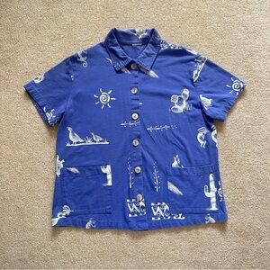 Vintage Purple Desert Print Button-Up Shirt, Unisex, Women's, Medium, Fun